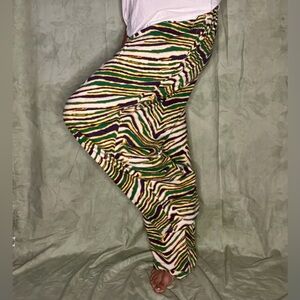 Mardi Gras Zebra Print Cotton Pants